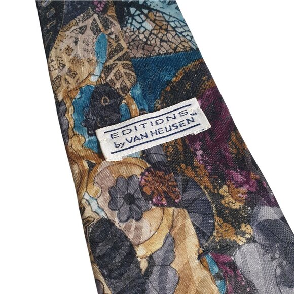 Van Heusen Editions Floral Abstract Pattern Necktie Vintage Men Polyester Gift - Picture 4 of 5
